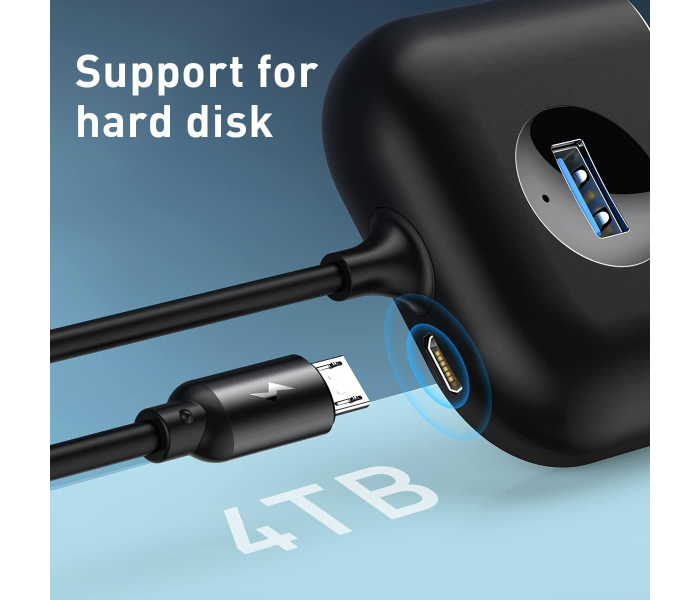 Baseus Square Round 4 In 1 Usb Hub Adapter(Usb3.0 To Usb3.0 * 1+Usb2.0 * 3) in UAE