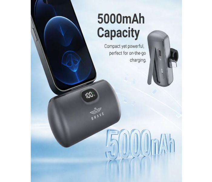 Mini Power Bank 5000mAh - 20W PD Fast Charging, Portable External Battery with LED Display and Foldable Stand, Built-in USB C and Type C Ports - Ultra-Compact Charger in UAE
