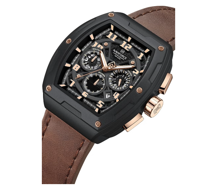 NAVIFORCE Chronograph Barrel-Shaped Case Waterproof Luminous Quartz Multifunction Men’s Watch NF8053 in UAE