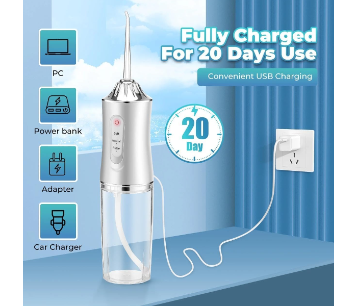 Portable Dental Water Flosser – High Pressure Oral Irrigator with 3 Modes, 4 Jet Tips, 200ml Detachable Tank, Rechargeable & Waterproof – Teeth Cleaning for Braces & Plaque Removal in UAE