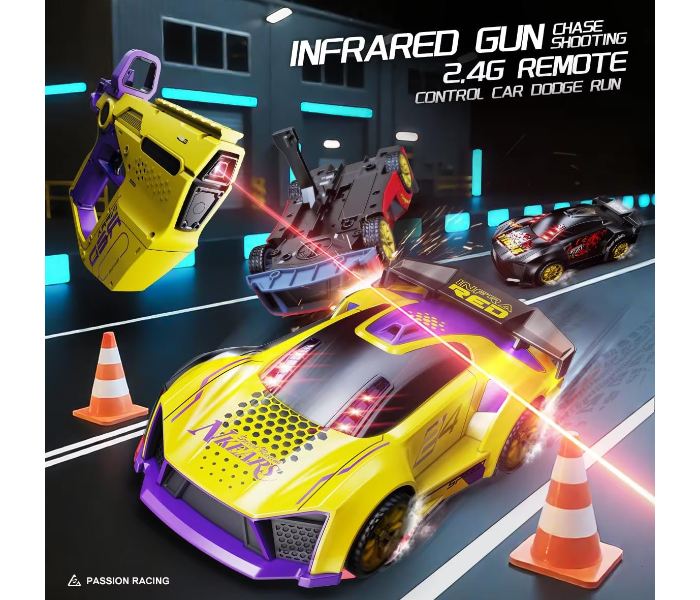 3-in-1 Remote Control Car Toy for Kids, 2 Player RC Battle Racing Car with Infrared Shooting & 360° Flip Stunts, Dual Remote, 2.4GHz Control, Best Gift for Boys & Girls Age 3+ in UAE