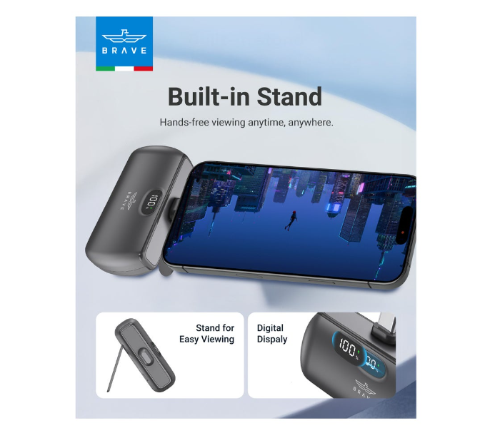 Mini Power Bank 5000mAh - 20W PD Fast Charging, Portable External Battery with LED Display and Foldable Stand, Built-in USB C and Type C Ports - Ultra-Compact Charger in UAE