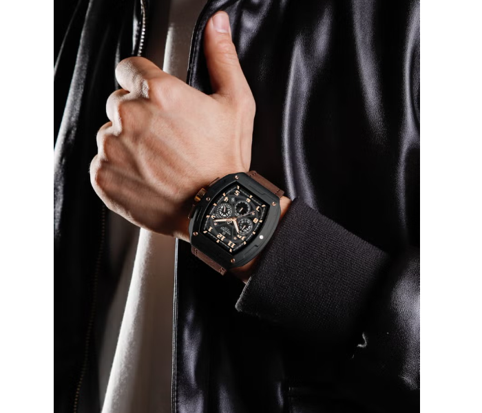 NAVIFORCE Chronograph Barrel-Shaped Case Waterproof Luminous Quartz Multifunction Men’s Watch NF8053 in UAE