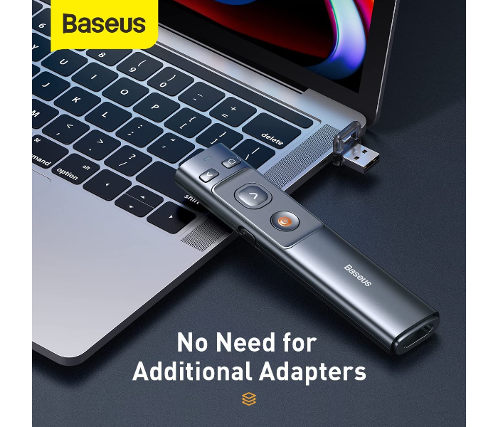 Baseus Orange Dot Wireless Presenter Presentation Pointer with Laser Pointer & USB/Type-C Bluetooth Receiver (Grey) in UAE
