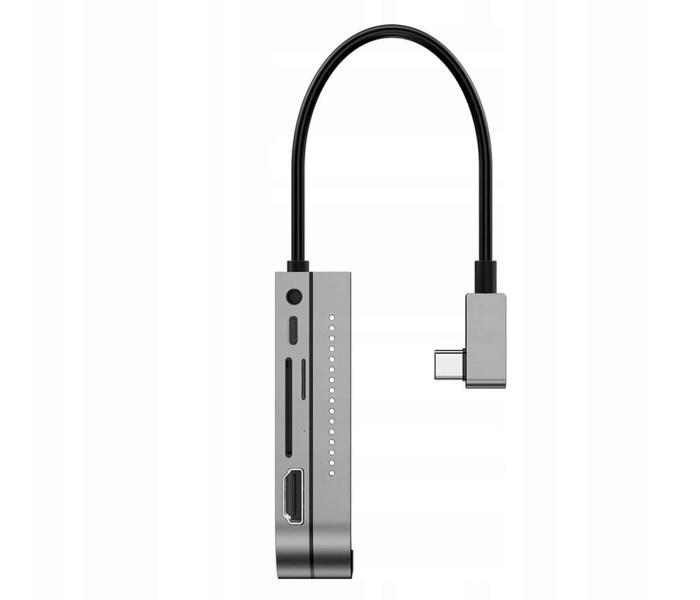 Baseus Bend Angle No.7 Type-C Hub, Aluminum Alloy, Grey, 7-in-1 Multiport Adapter with HDMI 4K, USB 3.0, SD Card Reader, PD Fast Charging, 100W in UAE