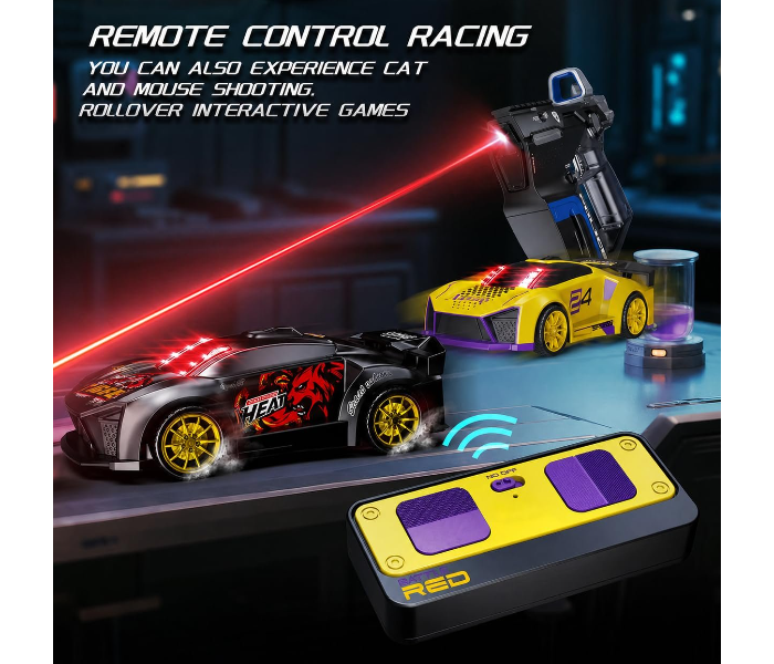 3-in-1 Remote Control Car Toy for Kids, 2 Player RC Battle Racing Car with Infrared Shooting & 360° Flip Stunts, Dual Remote, 2.4GHz Control, Best Gift for Boys & Girls Age 3+ in UAE