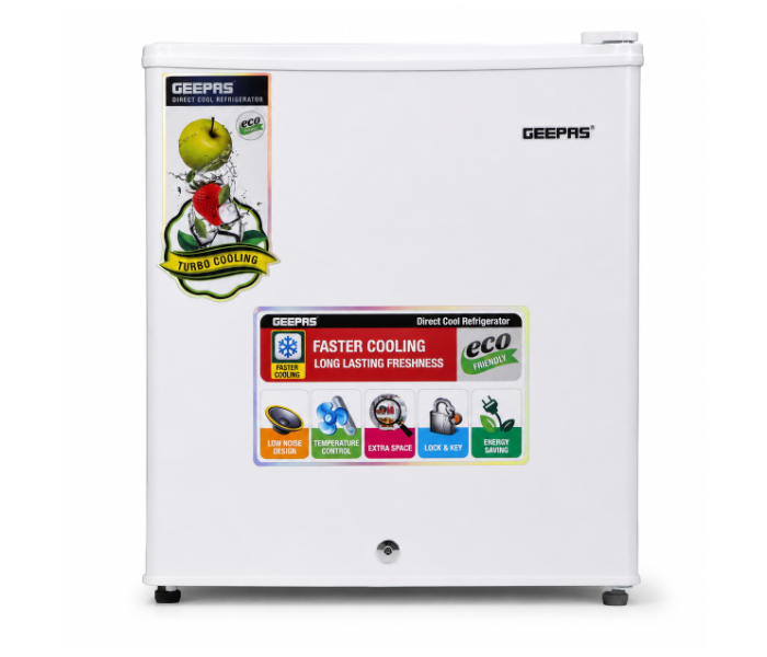 Geepas GRF654WPE 60L Faster Cooling Mini Refrigerator, White in UAE