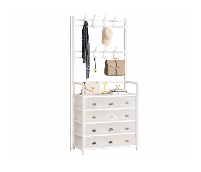 Multi-Purpose Metal Multi-Layer Shoe & Hat Hanging Bag Door Storage Coat Rack, Black, Easy Assembly, No Wood Material, Multi-Functional Household Organizer in KSA