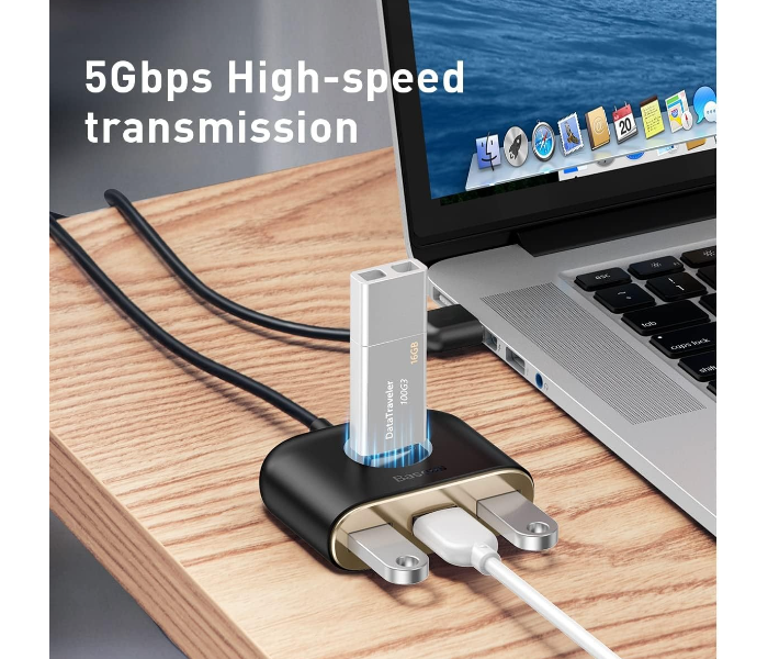 Baseus Square Round 4 In 1 Usb Hub Adapter(Usb3.0 To Usb3.0 * 1+Usb2.0 * 3) in UAE