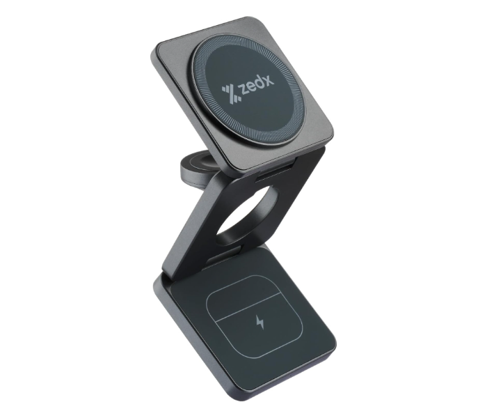 ZEDX 3-in-1 Foldable Wireless Charger Dock (15W Fast Charging, Grey) – ZX-026 in UAE