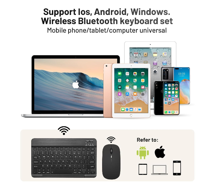 Ultra-Slim Bluetooth Keyboard Portable Mini Wireless Keyboard Rechargeable for Apple iPad iPhone Samsung Tablet Phone Smartphone iOS Android Windows (10 inch black) in UAE