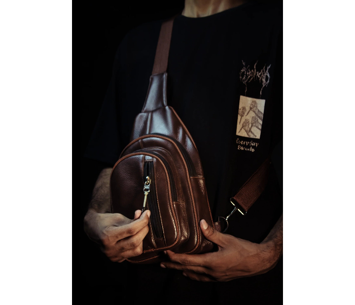 Leather Sling Bag black in UAE