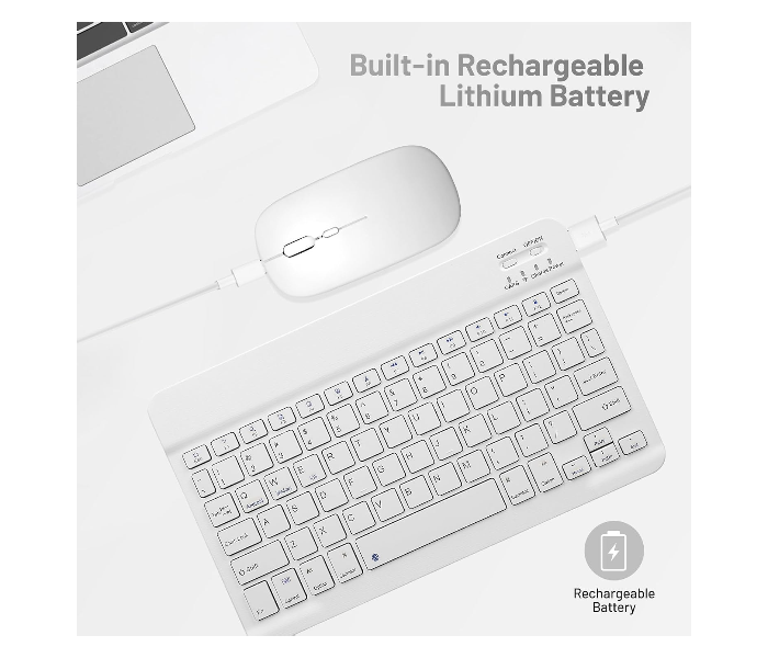 Ultra-Slim Bluetooth Keyboard Portable Mini Wireless Keyboard Rechargeable for Apple iPad iPhone Samsung Tablet Phone Smartphone iOS Android Windows (10 inch white) in UAE