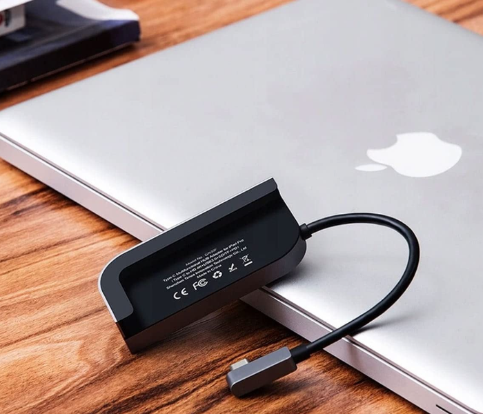 Baseus Bend Angle No.7 Type-C Hub, Aluminum Alloy, Grey, 7-in-1 Multiport Adapter with HDMI 4K, USB 3.0, SD Card Reader, PD Fast Charging, 100W in UAE