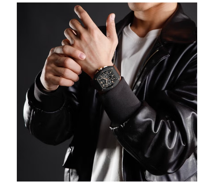 NAVIFORCE Chronograph Barrel-Shaped Case Waterproof Luminous Quartz Multifunction Men’s Watch NF8053 in UAE