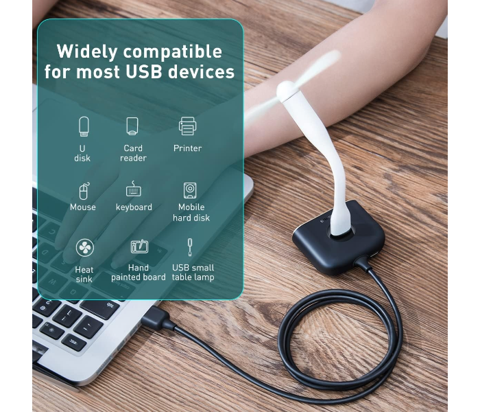 Baseus Square Round 4 In 1 Usb Hub Adapter(Usb3.0 To Usb3.0 * 1+Usb2.0 * 3) in UAE