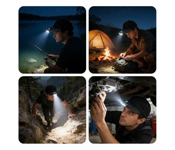 Intelligent Sensing Baseball Cap Light Rechargeable Hat Lamp Outdoor Camping Headlight Headlamp Head Flashlight Night Fishing in UAE