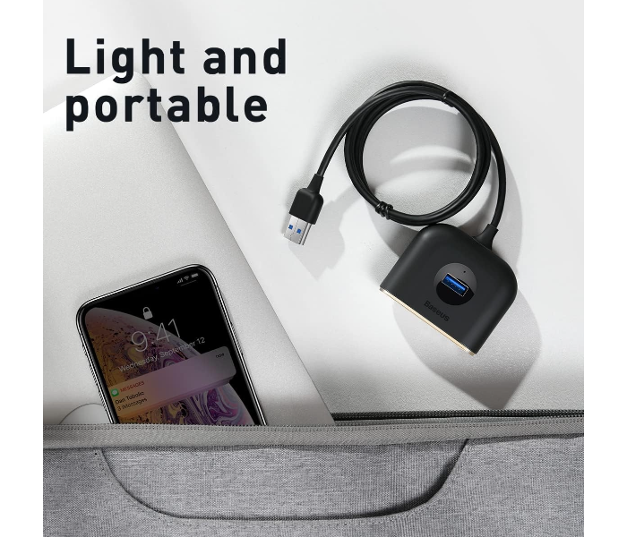 Baseus Square Round 4 In 1 Usb Hub Adapter(Usb3.0 To Usb3.0 * 1+Usb2.0 * 3) in UAE