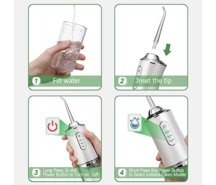 Portable Dental Water Flosser – High Pressure Oral Irrigator with 3 Modes, 4 Jet Tips, 200ml Detachable Tank, Rechargeable & Waterproof – Teeth Cleaning for Braces & Plaque Removal in UAE