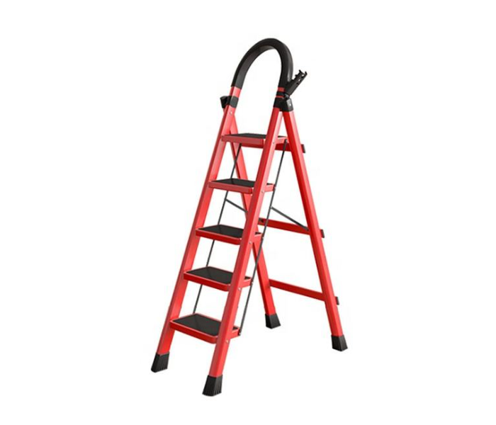  5-Step Foldable Step Ladder with Anti-Slip Wide Pedals and Foam Grip Handrail in UAE