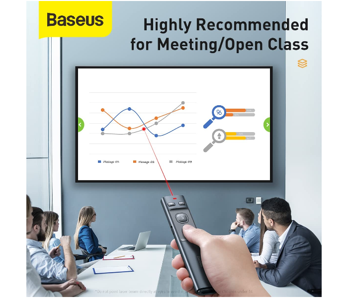Baseus Orange Dot Wireless Presenter Presentation Pointer with Laser Pointer & USB/Type-C Bluetooth Receiver (Grey) in UAE