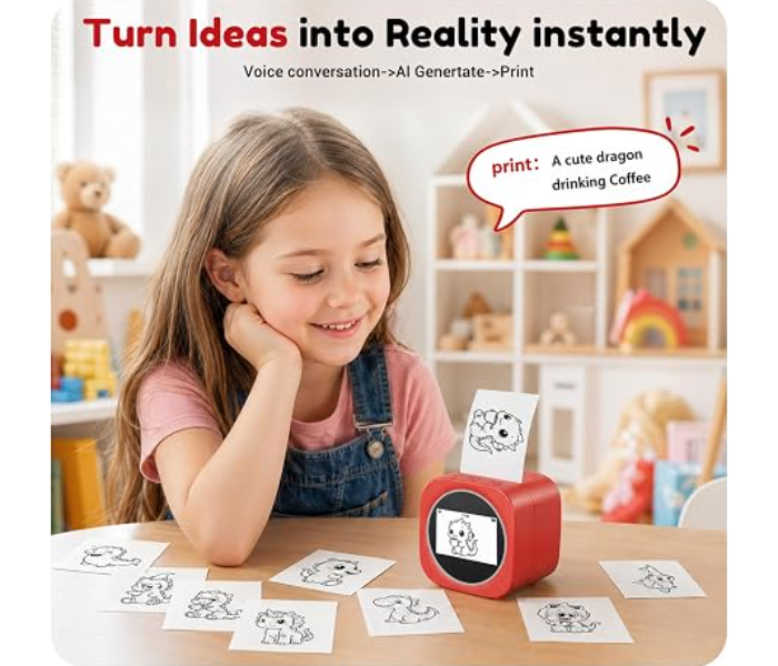  Smart Sticker Box AI Printer: Voice Recognition - Turn Ideas into Reality instantly - Portable Design - Great Gift for Boys and Girls Ages 3-12 in UAE
