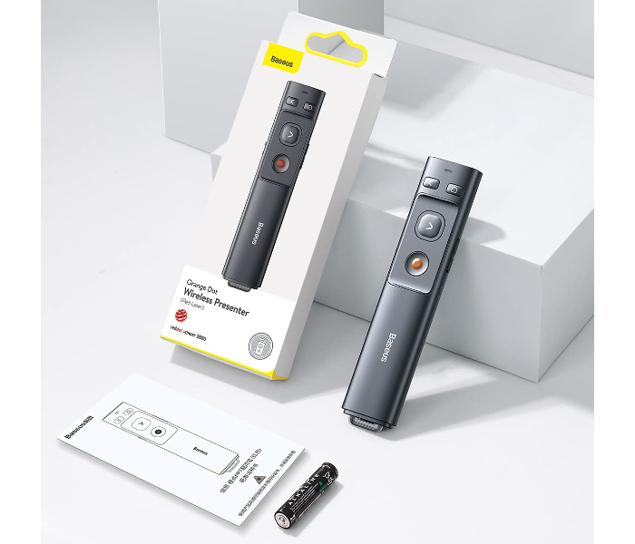 Baseus Orange Dot Wireless Presenter Presentation Pointer with Laser Pointer & USB/Type-C Bluetooth Receiver (Grey) in UAE