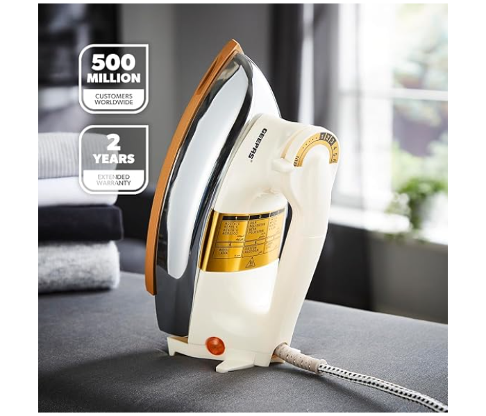 Geepas GDI23011 Heavy Weight Dry Iron with Non Stick Teflon Coating - White in KSA