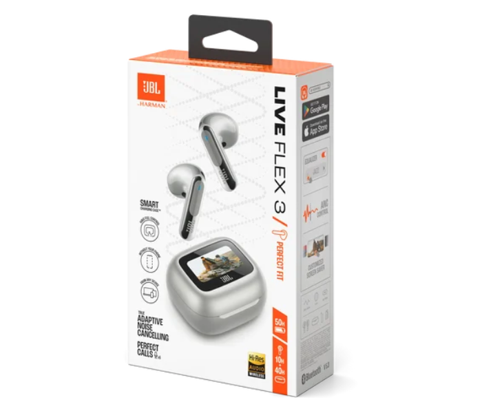 JBL Live Flex 3 True Wireless Open-Stick Noise Cancelling Earbuds-Silver in UAE