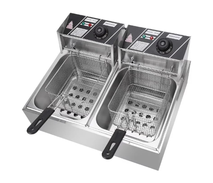  DENX DX4003 Double Tank Electric Deep Fryer, Stainless Steel, with Temperature Control, for Restaurant, French Fries & Fast Food in UAE