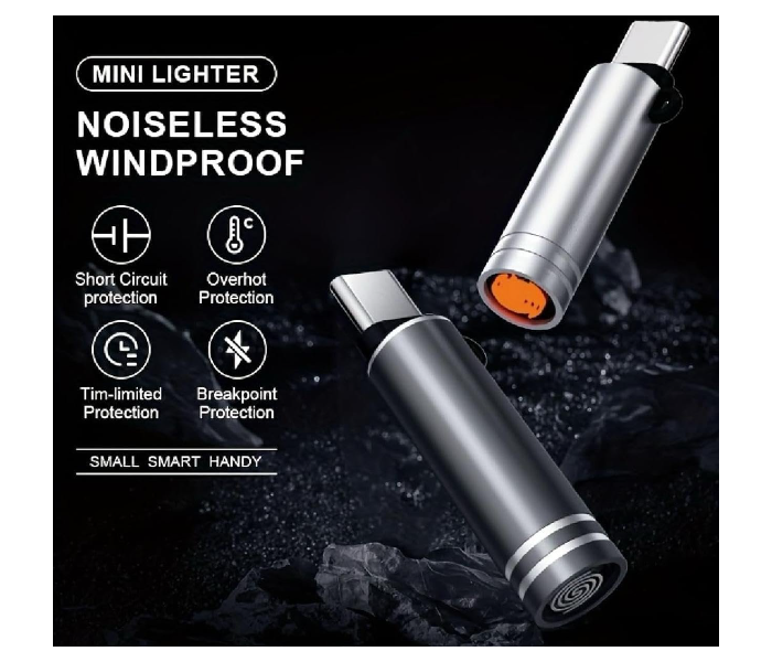 USB Cigarette Lighter Type C | Flameless Electric Rechargeable Coil Lighter | Blow Activated Smart Sensor Portable Mini Keychain Lighter for Mobile Phones Emergency in UAE