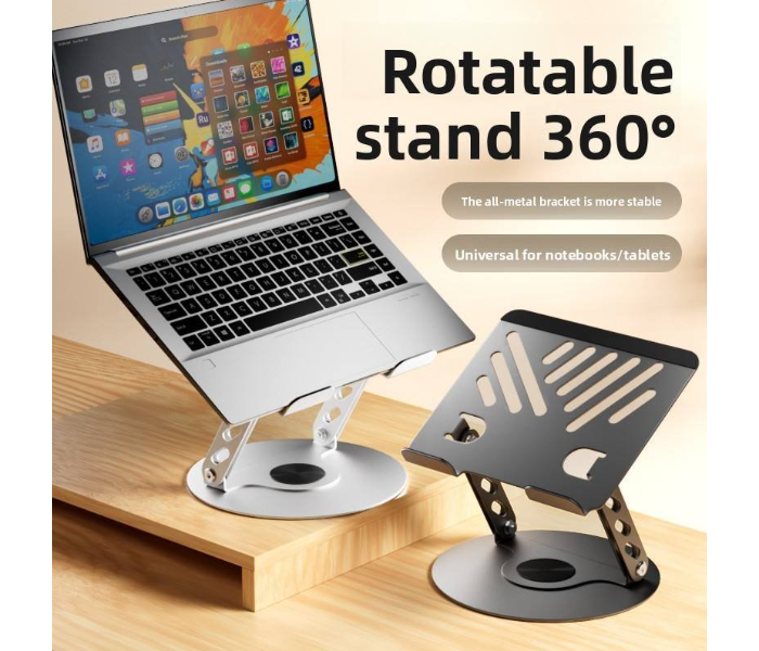 360 All-Metal Rotatable Laptop/Tablet Stand Foldable Height-Adjusting Heat-Dissipating Multi-Functional in UAE