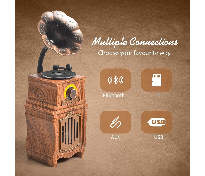 Retro Bluetooth Speaker with FM Radio, Bass, Retro Radio 5.3 Wireless Speaker Vintage Radios Support USB/TF/AUX Player for Home Office Room Outdoor Party, Portable Rechargeable in UAE