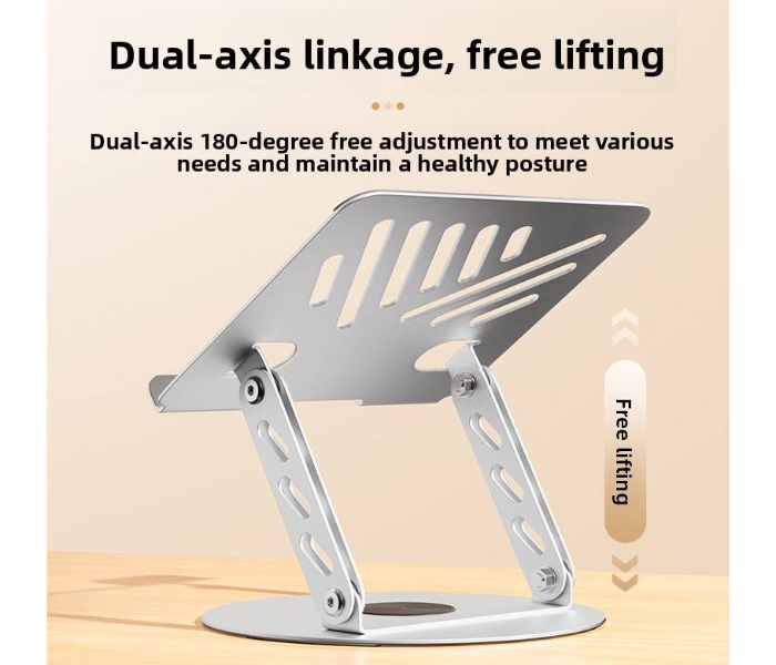 360 All-Metal Rotatable Laptop/Tablet Stand Foldable Height-Adjusting Heat-Dissipating Multi-Functional in UAE