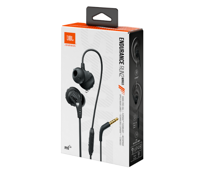 JBL Endurance Run 2 Waterproof Wired Sports In-Ear Headphones – Black in UAE
