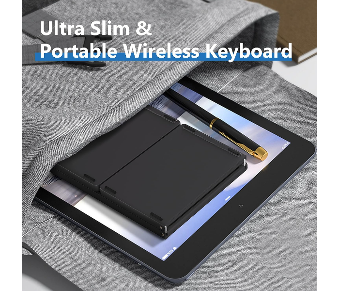 Foldable Bluetooth Keyboard with Touchpad Portable Wireless (Sync Up to 3 Devices), Rechargeable Mini Wireless Bluetooth Tri-Folding Keyboard for Android iOS Windows Tablets in UAE