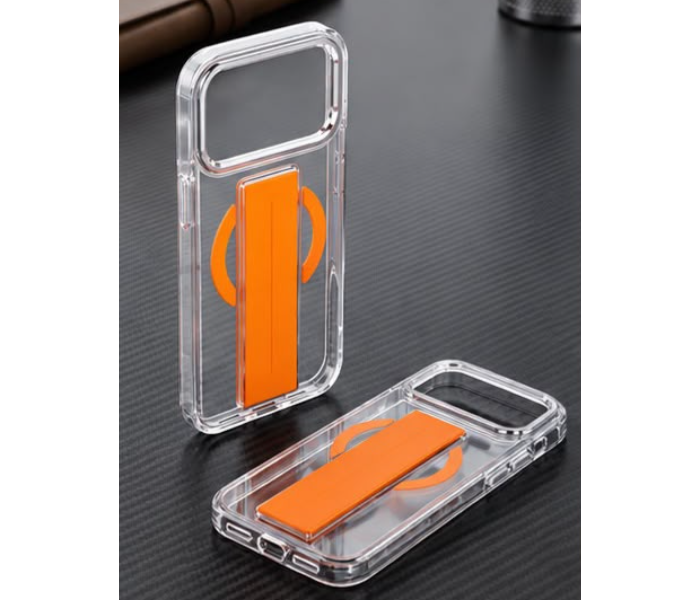 iPhone 18 Pro Case, iPhone 18 Pro Cover, Clear Case, Transparent Case, Magnetic Case, MagSafe Compatible Case, Kickstand Case, Shockproof Case, Protective Case, Slim Phone Case, Anti-Scratch Case, Phone Cover (orange ) in UAE