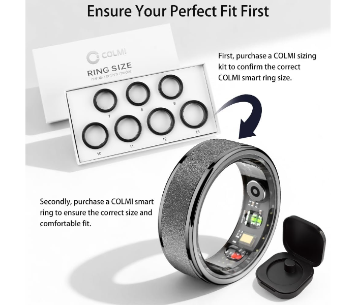 COLMI R10 Smart Ring, Sleep Health & Skin Temperature & 5ATM(Black) in UAE