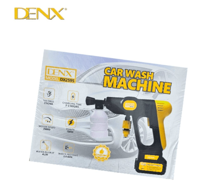DENX DX2595 21V Portable Cordless High Pressure Washer – 180W Electric Power Washer Gun with Multiple Spray Modes, Foam Bottle, 5m Hose for Car Wash, Floor Cleaning & Garden Watering in UAE