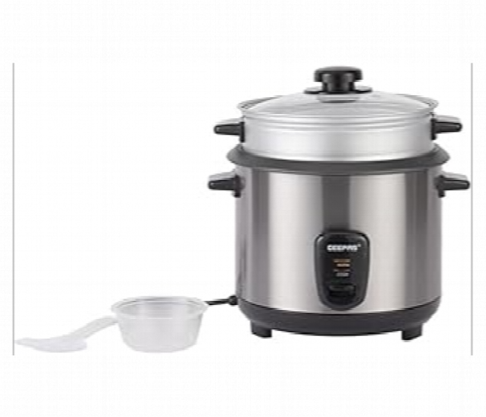 Geepas GRC35040 1.5L Multifunction Rice Cooker Durable Build, Cool-Touch Handle, Tempered Glass Lid, Steamer in KSA