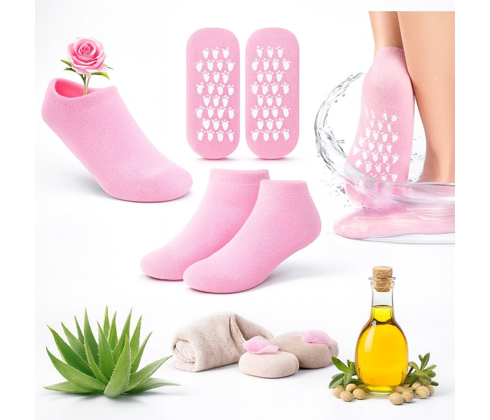 Moisturizing Gel Socks with Rose Oil, Pack of 1 (Free Size, pink) in UAE