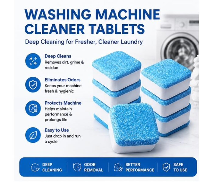 Washing Machine Cleaning Tablets | Deep Drum Cleaner & Descaler | Removes Dirt, Limescale & Bad Odour | Suitable for Front Load & Top Load Machines in UAE