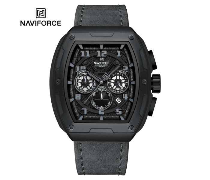 NAVIFORCE Analog Watch Matt Black Case with Grey Strap NF8053 in UAE