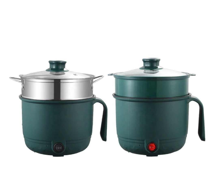 Electric Hot Pot 18cm Multi-Purpose Cooker With Steamer For Ramen And Hotpot Black/Stainless Steel in UAE