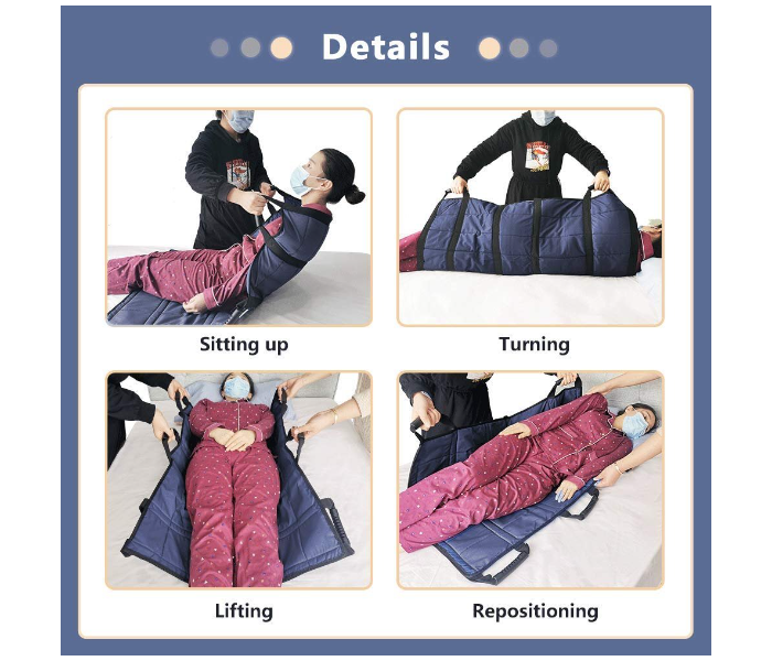 Patient Transfer Bed Pad with Handles – Medical Positioning Turning Pad, Hospital Bed Slide Sheet, Bedridden Patient Transfer Blanket for Safe Repositioning and Mobility Assistance in UAE