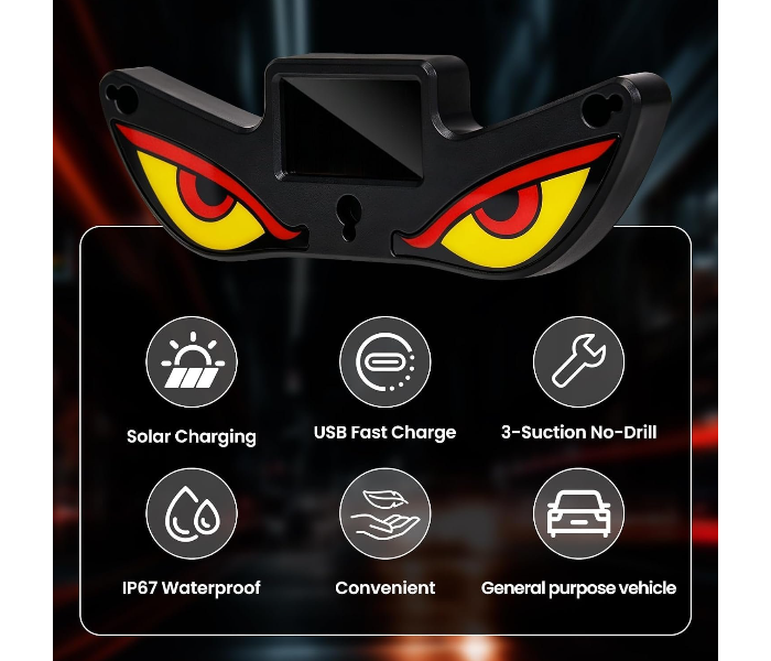Led Eyes For Car - 2027 New Solar Demon Eye Led Car Wireless Window Light, Devil Eye Light For Windshield Suction Cup Dynamic Windshield Ambient Lamp Solar in UAE