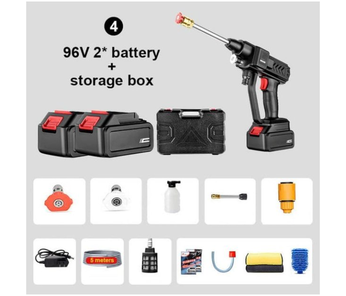 Generic 48V High Pressure Portable Washer 2 BATTERY Cordless Car Washing Gardening Tool Spray Gun - Black in UAE