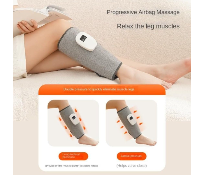 Portable Cordless Electric Calf Massager with Heat Compression and Adjustable Air Compression Wrap Leg Massager Machine for Circulation Pain Relief Fatigue Muscle Relaxation Foldable Rechargeable Leg Massaging Wrap Bandage. in UAE