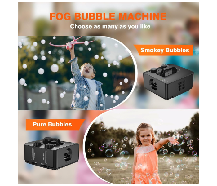Fog Machine, 2-in-1 Fog Bubble Machine, 400 W No-Spill Smoke Bubble Maker, Portable Bubble Fogger, Bubble Fog Combo Machine for Indoor Outdoor Party. in UAE