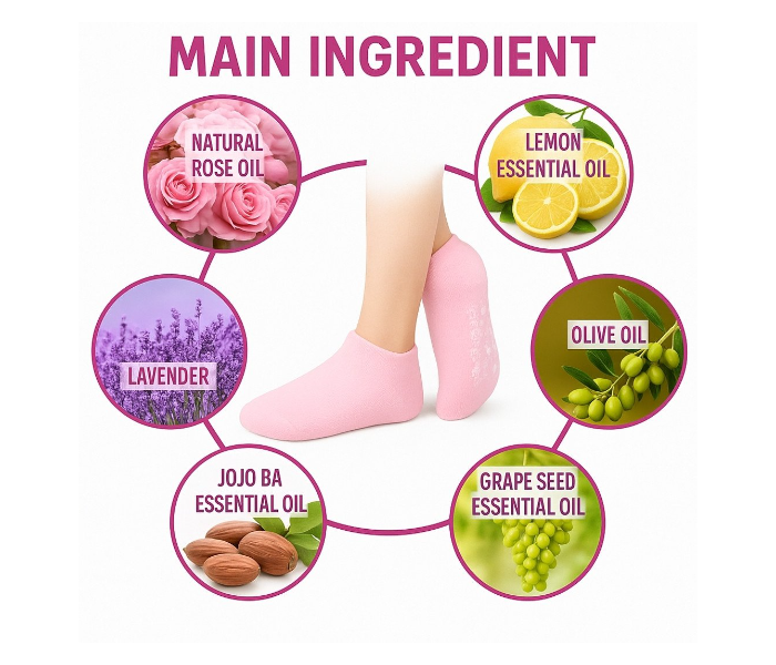 Moisturizing Gel Socks with Rose Oil, Pack of 1 (Free Size, pink) in UAE